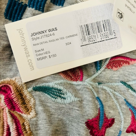 JOHNNY WAS HEATHER GREY TEE SHIRT - Picture 4 of 5